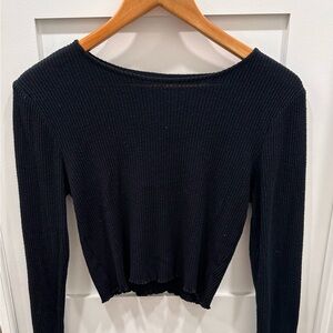 Pacsun Black Ribbed Long Sleeve Shirt